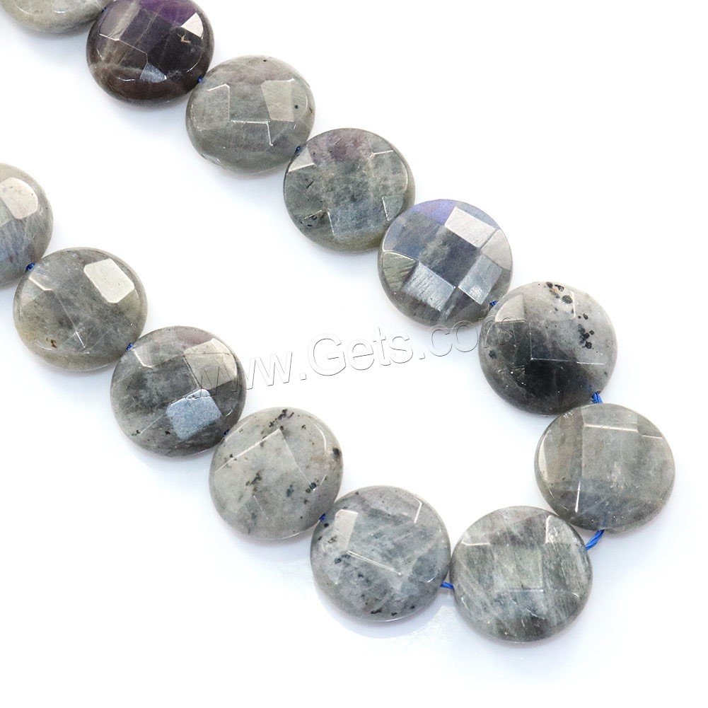 Labradorite Beads, Flat Round, natural, different size for choice & faceted, Hole:Approx 0.5-1mm, Length:Approx 16 Inch, Sold By Strand
