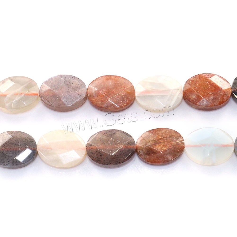 Natural Moonstone Beads, Flat Oval, different size for choice & faceted, Hole:Approx 0.5-1mm, Length:Approx 16 Inch, Sold By Strand