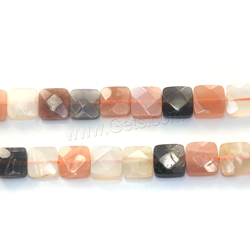 Natural Moonstone Beads, Square, different size for choice & faceted, Hole:Approx 0.5-1mm, Length:Approx 16 Inch, Sold By Strand