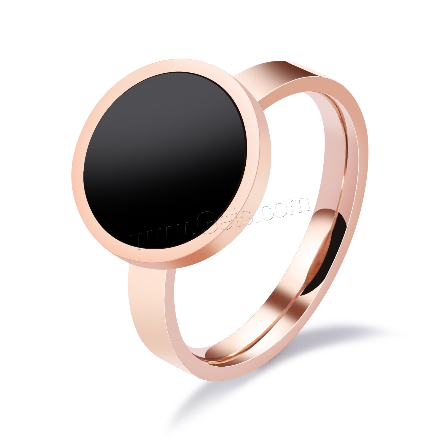 Stainless Steel Finger Ring, with Acrylic, rose gold color plated, different size for choice & for woman, 3mm, 13mm, Sold By PC