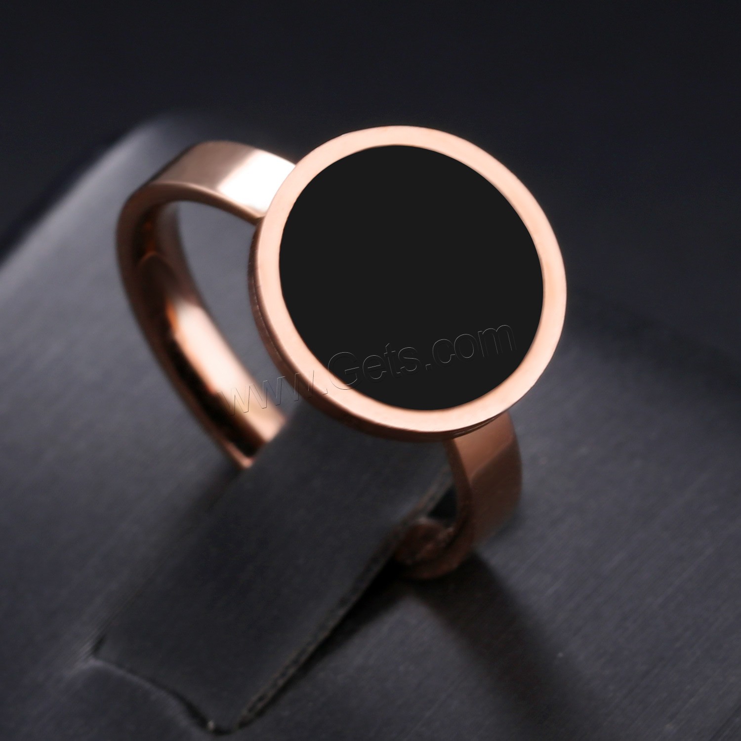 Stainless Steel Finger Ring, with Acrylic, rose gold color plated, different size for choice & for woman, 3mm, 13mm, Sold By PC