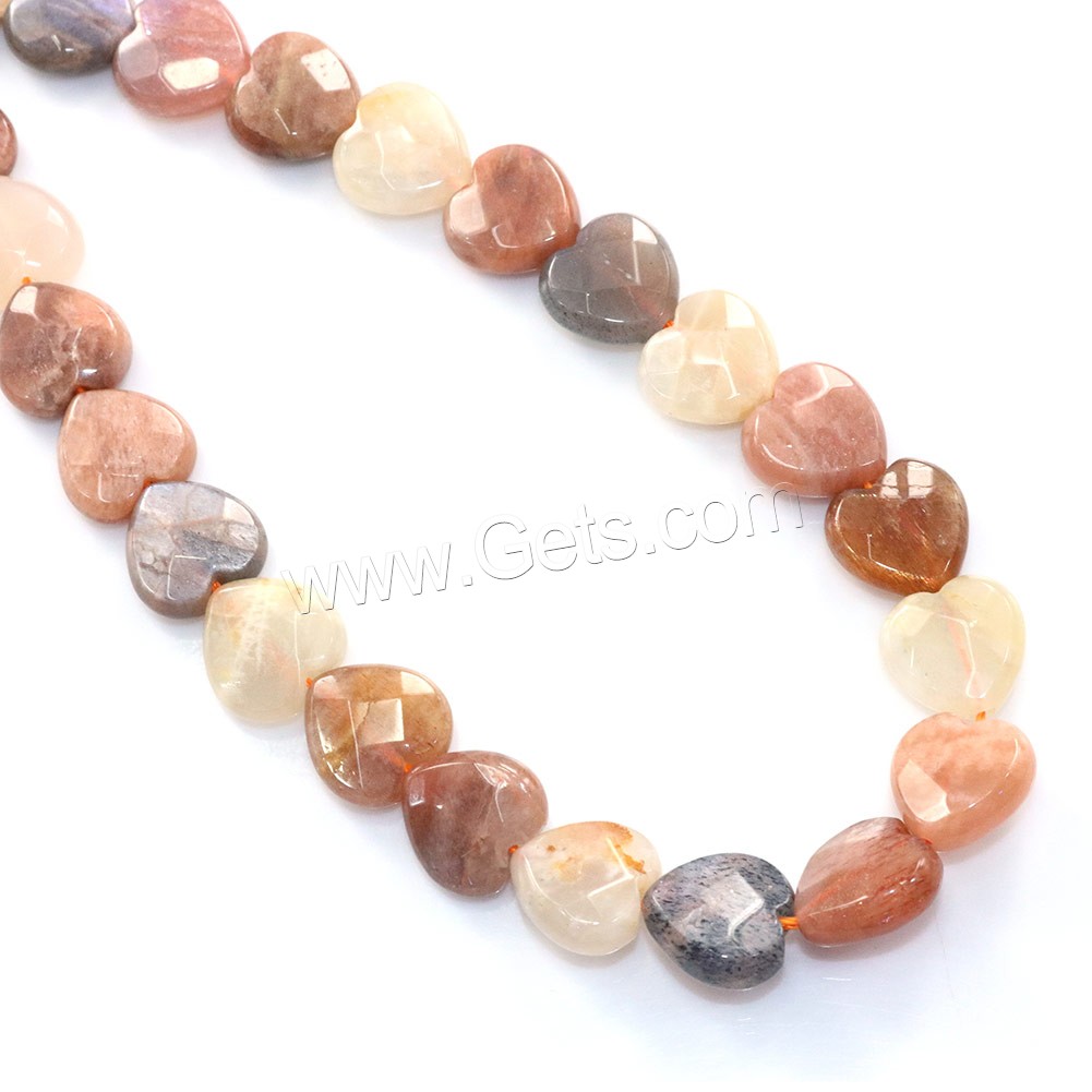 Natural Moonstone Beads, Heart, different size for choice & faceted, Hole:Approx 0.5-1mm, Length:Approx 16 Inch, Sold By Strand