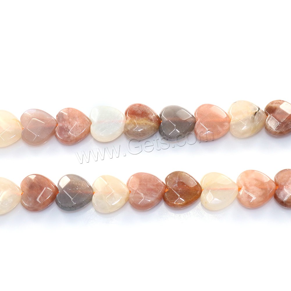 Natural Moonstone Beads, Heart, different size for choice & faceted, Hole:Approx 0.5-1mm, Length:Approx 16 Inch, Sold By Strand