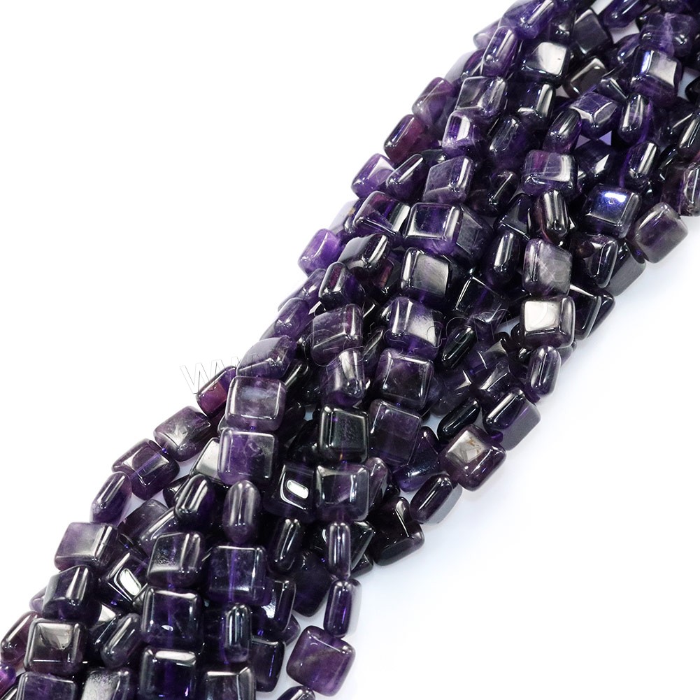 Natural Amethyst Beads, Square, February Birthstone & different size for choice, Hole:Approx 0.5-1mm, Length:Approx 16 Inch, Sold By Strand