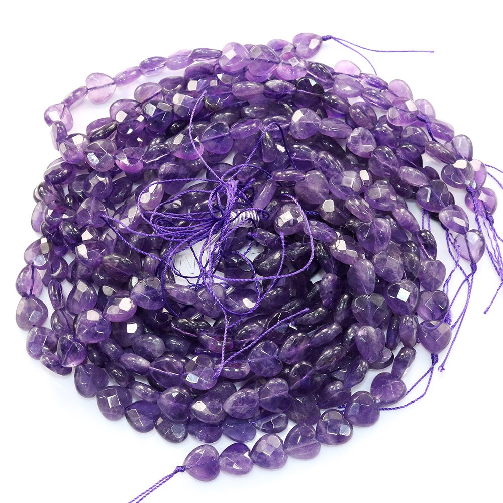 Natural Amethyst Beads, Heart, February Birthstone & different size for choice & faceted, Hole:Approx 0.5-1mm, Length:Approx 16 Inch, Sold By Strand