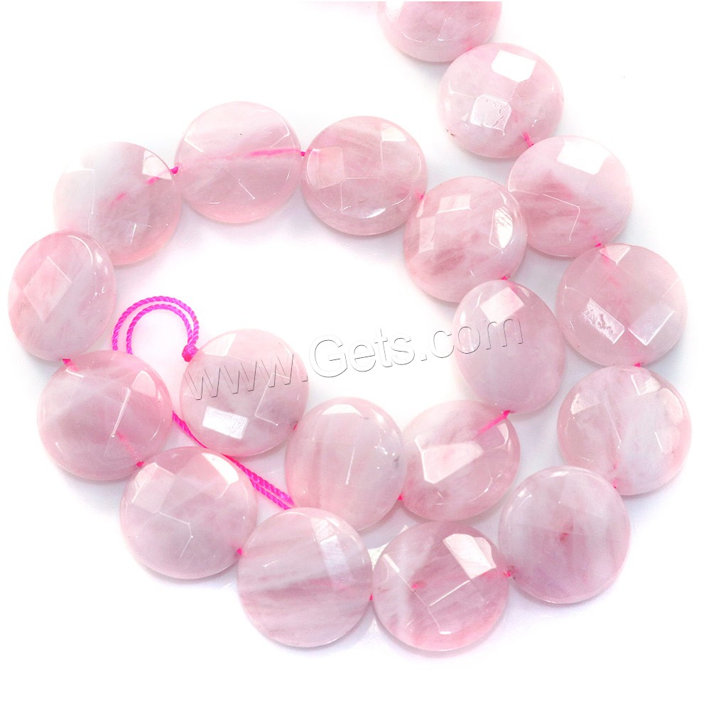 Madagascar Rose Quartz Beads, Flat Round, natural, different size for choice & faceted, Hole:Approx 0.5-1mm, Length:Approx 16 Inch, Sold By Strand