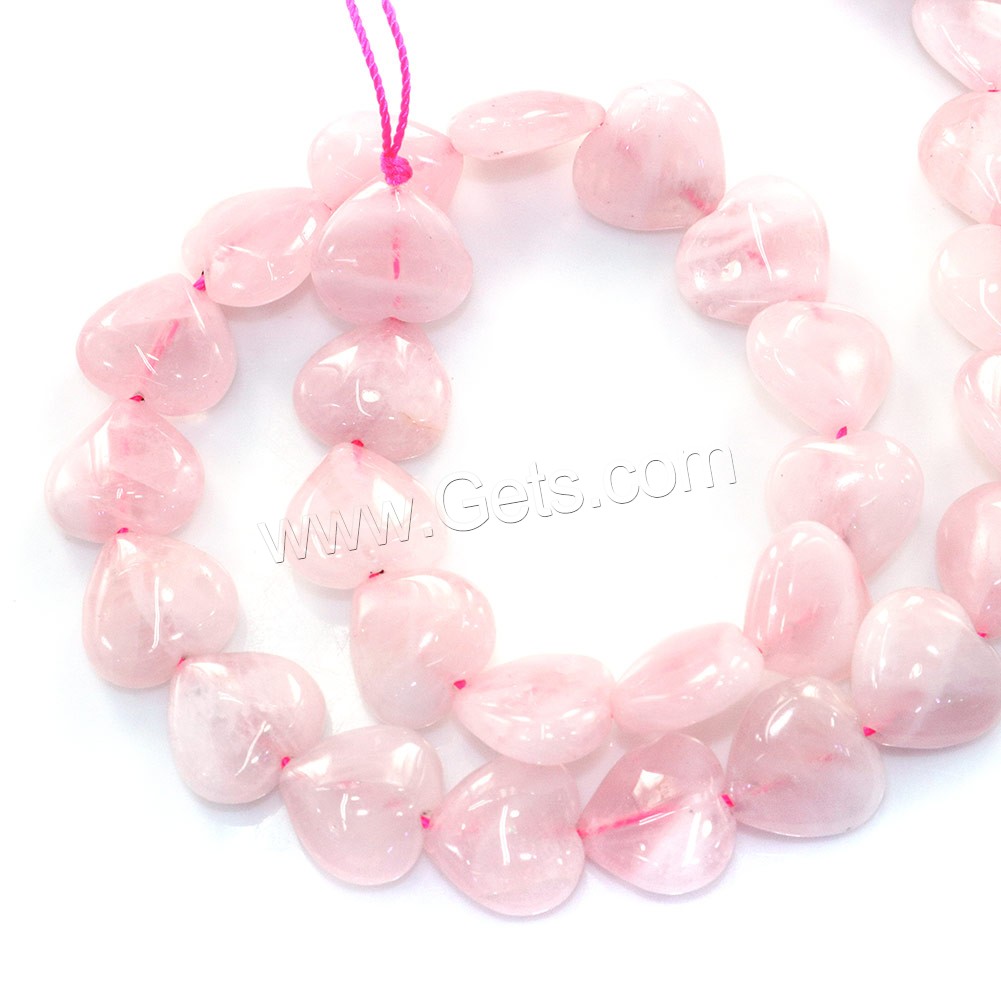 Madagascar Rose Quartz Beads, Heart, natural, different size for choice, Hole:Approx 0.5-1mm, Length:Approx 16 Inch, Sold By Strand