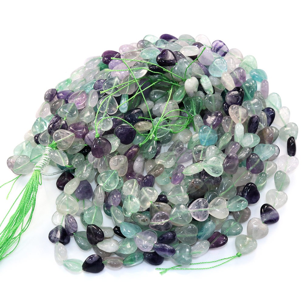 Fluorite Beads, Natural Fluorite, Heart, different size for choice, Hole:Approx 0.5-1mm, Length:Approx 16 Inch, Sold By Strand