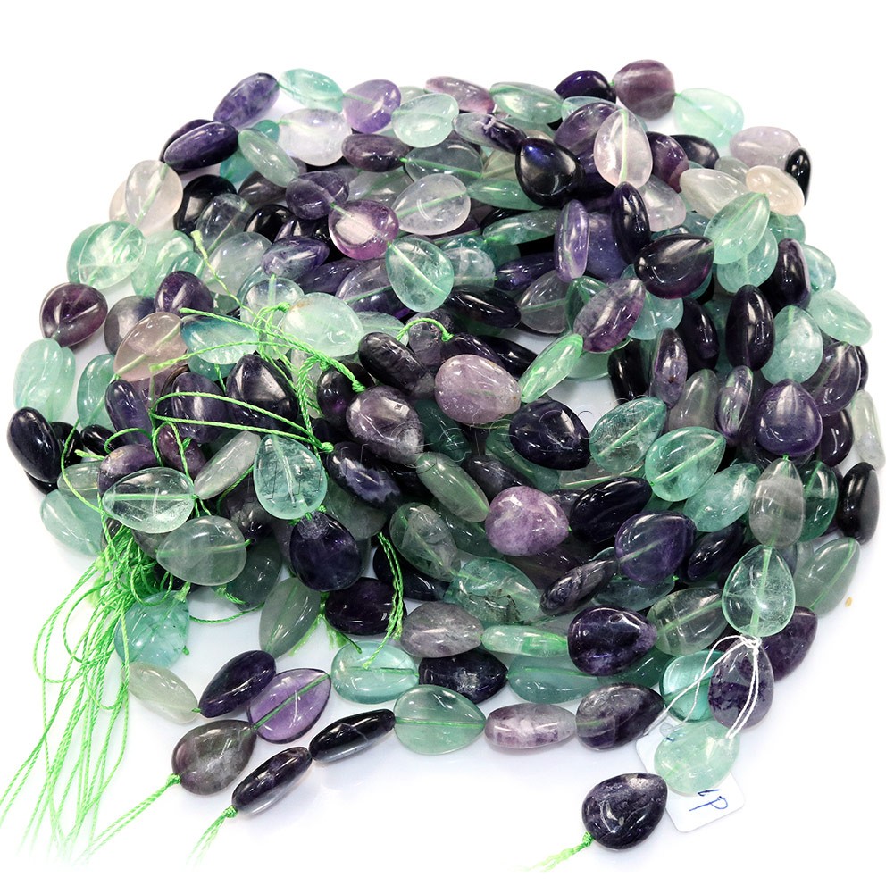 Fluorit Perlen, Tropfen, verschiedene Größen vorhanden, Bohrung:ca. 0.5-1mm, Länge:ca. 16 ZollInch, verkauft von Strang