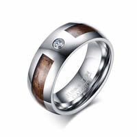 Men Tungsten Steel Ring in Bulk, with Resin & for man & with cubic zirconia, original color, 8mm 