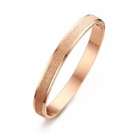 Stainless Steel Bangle, rose gold color plated, for woman & stardust, 8mm, Inner Approx 63mm 