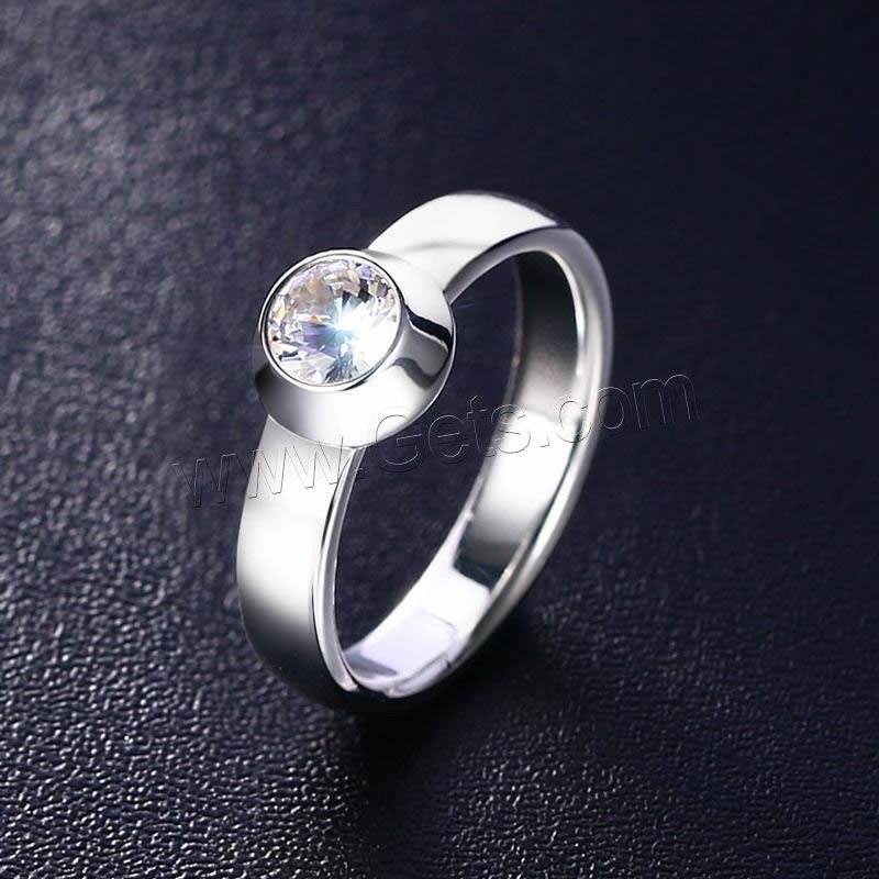 Rhinestone Stainless Steel Finger Ring, different size for choice & for woman & faceted & with rhinestone, original color, 4mm, Sold By PC