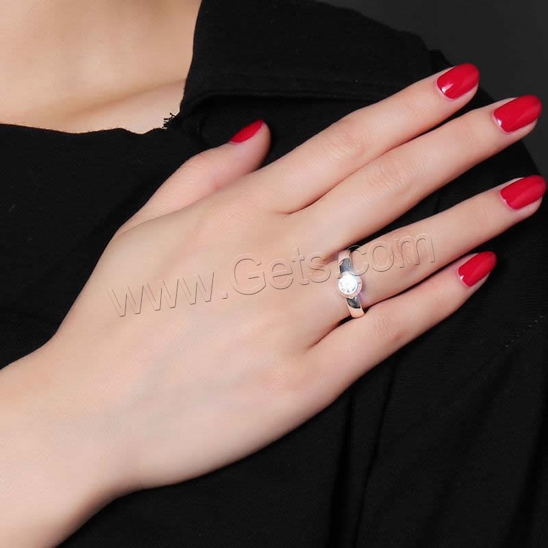 Rhinestone Stainless Steel Finger Ring, different size for choice & for woman & faceted & with rhinestone, original color, 4mm, Sold By PC
