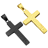 Stainless Steel Cross Pendants, plated, with letter pattern Approx 