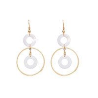 White Shell Earrings, Brass, with White Shell, gold color plated, for woman 