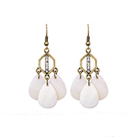 White Shell Earrings, Zinc Alloy, with White Shell, plated, for woman & with rhinestone 