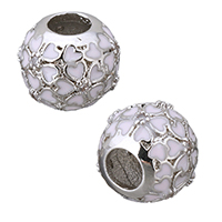 Befestigter Zirkonia European Perlen, Messing, Trommel, platiniert, Micro pave Zirkonia & ohne troll & Emaille, 11x9.5mm, Bohrung:ca. 4.5mm, verkauft von PC