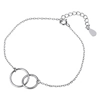 Sterling Silver Bracelets, 925 Sterling Silver, with 1.5lnch extender chain, platinum plated, oval chain 1.5mm Approx 6 Inch 