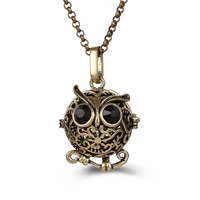 Pregnant Ball Locket Pendant, Brass, Owl, plated, with rhinestone & hollow lead & cadmium free, 20mm-30mm Approx 2-4mm 