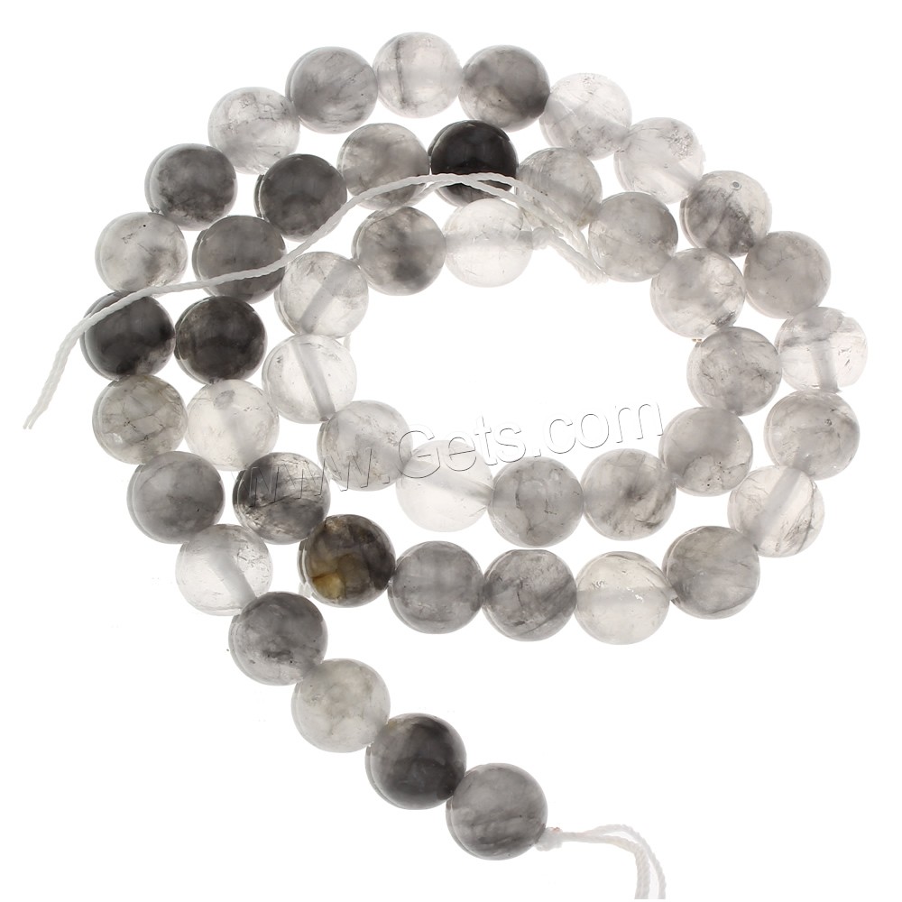 perle en quartz gris naturel, Cristal gris, Rond, normes différentes pour le choix, Trou:Environ 1mm, Longueur:Environ 15 pouce, Vendu par brin
