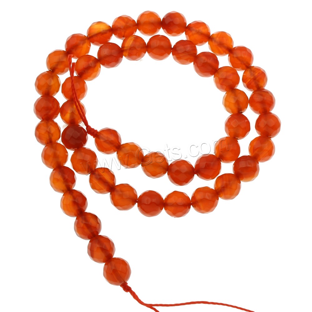 Natural Red Agate Beads, Round, different size for choice & faceted, Hole:Approx 1mm, Length:Approx 15 Inch, Sold By Strand
