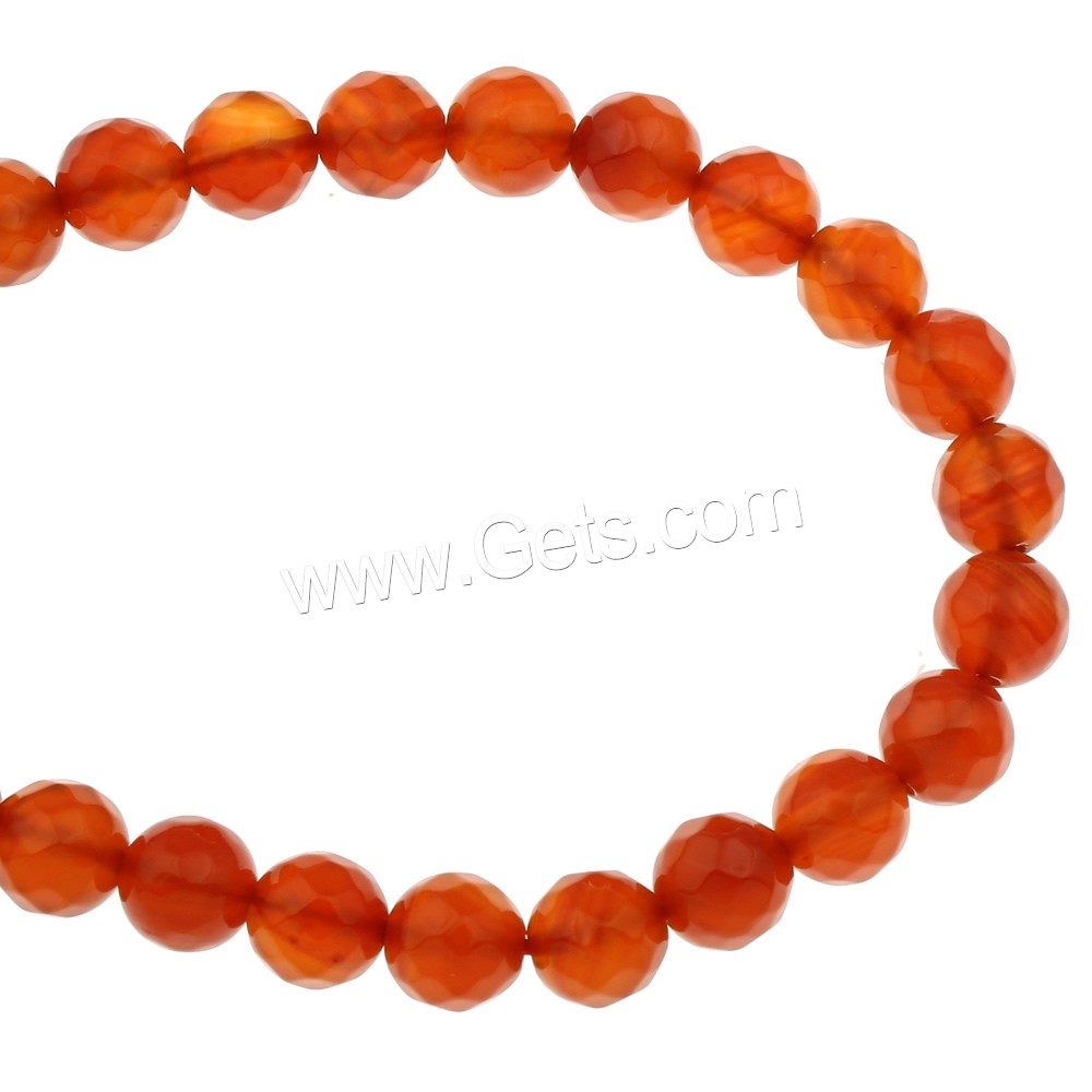 Natural Red Agate Beads, Round, different size for choice & faceted, Hole:Approx 1mm, Length:Approx 15 Inch, Sold By Strand