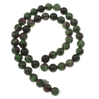 Perles en rouge vert, Rubis en Zoïsite, Rond, normes différentes pour le choix Environ 1mm Environ 15 pouce, Vendu par brin