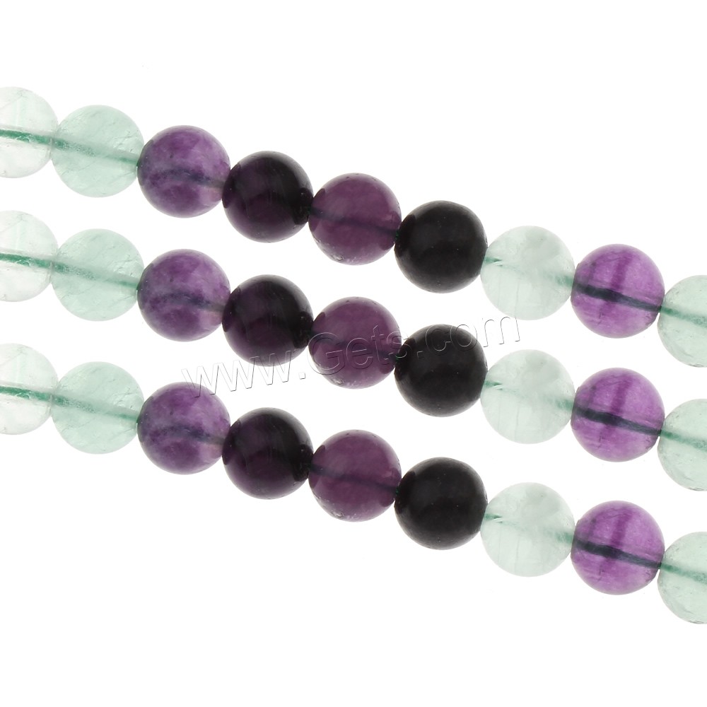 Fluorit Perlen, Buntes Fluorit, rund, verschiedene Größen vorhanden, Bohrung:ca. 1mm, Länge:ca. 15 ZollInch, verkauft von Strang