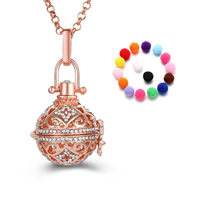 Pregnant Ball Locket Pendant, Brass, with Sponge, Round, plated, Essential oil diffusion & with rhinestone & hollow lead & cadmium free, 20mm-30mm Approx 2-4mm 