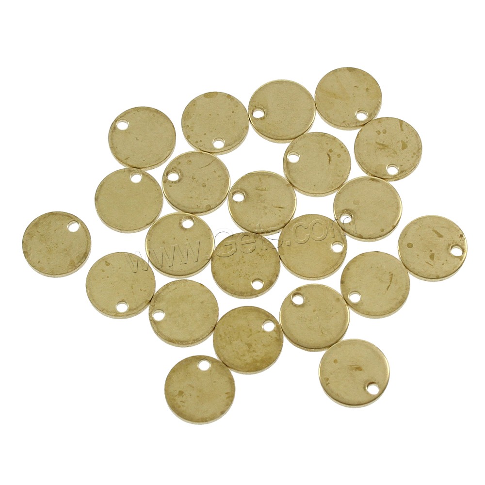 Brass Jewelry Pendants, Flat Round, different size for choice, original color, nickel, lead & cadmium free, Hole:Approx 1.5mm, 100PCs/Bag, Sold By Bag