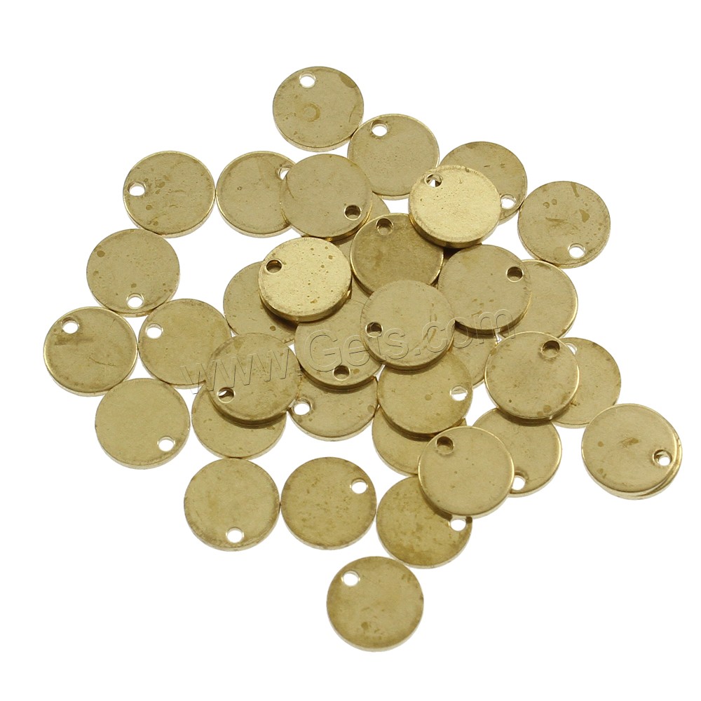 Brass Jewelry Pendants, Flat Round, different size for choice, original color, nickel, lead & cadmium free, Hole:Approx 1.5mm, 100PCs/Bag, Sold By Bag