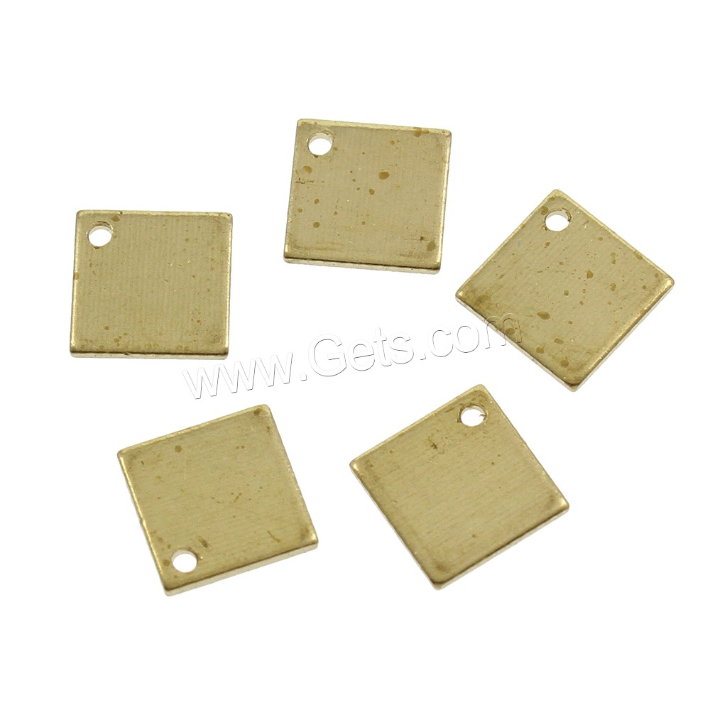 Brass Jewelry Pendants, Square, different size for choice, original color, nickel, lead & cadmium free, Hole:Approx 1.5mm, 1000PCs/Bag, Sold By Bag