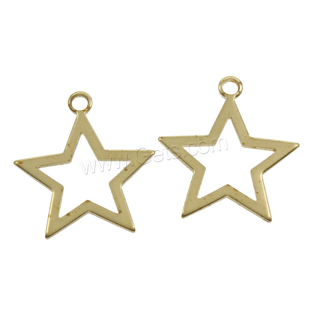 Brass Star Pendants, different size for choice, original color, nickel, lead & cadmium free, Hole:Approx 2mm, 1000PCs/Bag, Sold By Bag