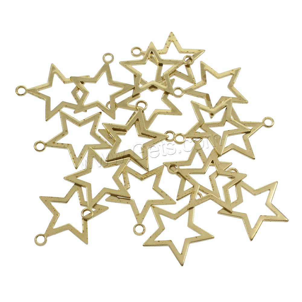 Brass Star Pendants, different size for choice, original color, nickel, lead & cadmium free, Hole:Approx 2mm, 200PCs/Bag, Sold By Bag
