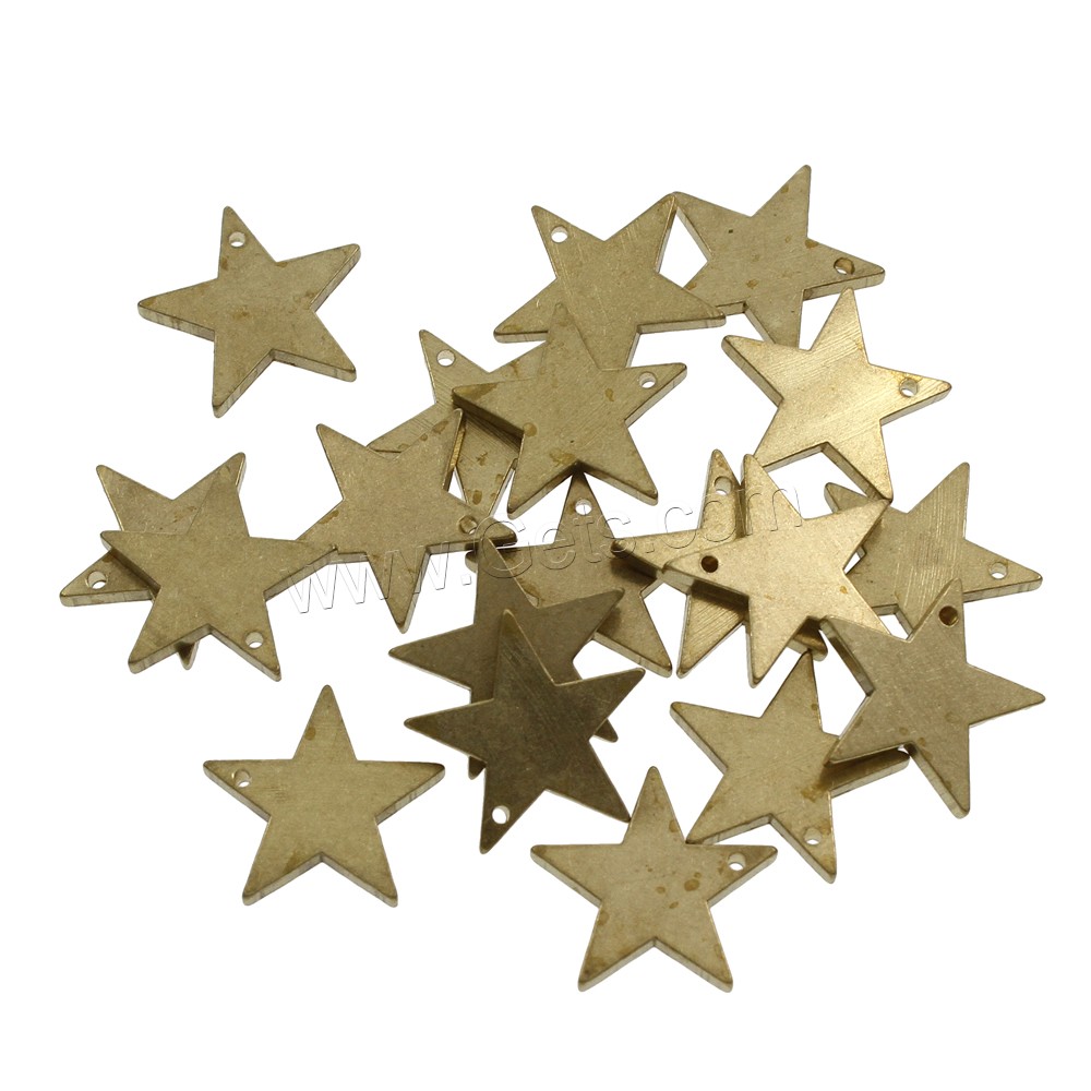 Brass Star Pendants, different size for choice, original color, nickel, lead & cadmium free, Hole:Approx 1.5mm, 1000PCs/Bag, Sold By Bag