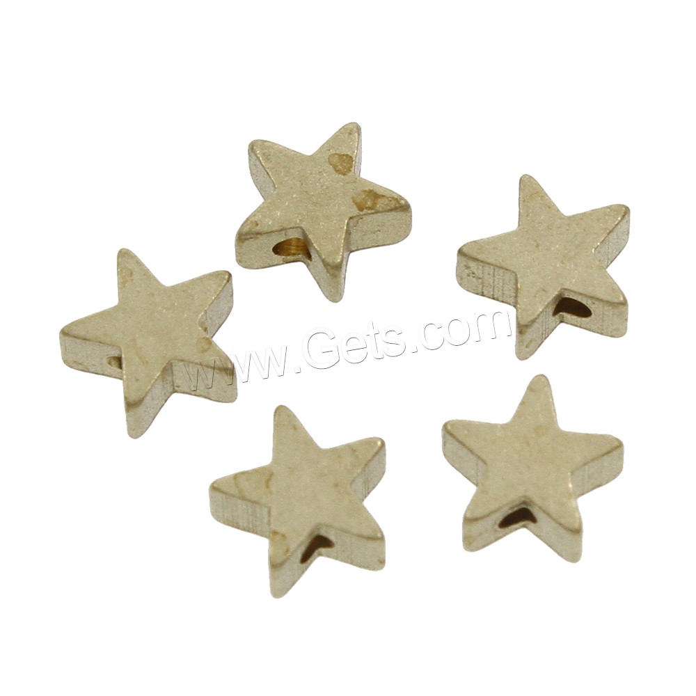 Brass Jewelry Beads, Star, different size for choice, original color, lead & cadmium free, Hole:Approx 1.5mm, 1000PCs/Bag, Sold By Bag