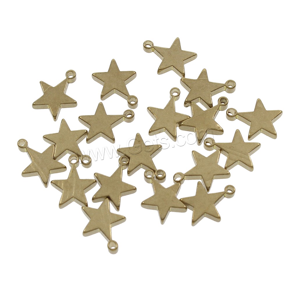 Brass Star Pendants, different size for choice, original color, nickel, lead & cadmium free, Hole:Approx 1.5mm, 1000PCs/Bag, Sold By Bag