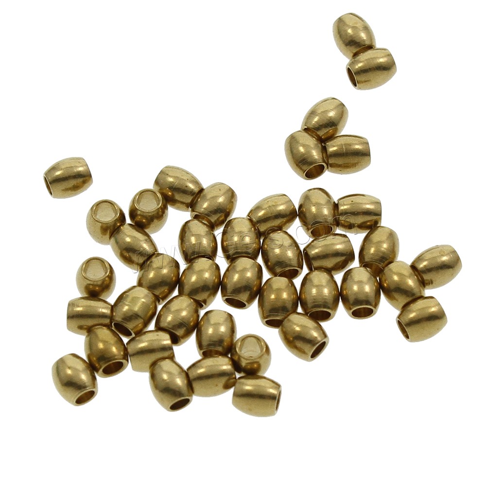 Weinlese Messing Perlen, Trommel, verschiedene Größen vorhanden, originale Farbe, frei von Nickel, Blei & Kadmium, Bohrung:ca. 1.5mm, 1000PCs/Tasche, verkauft von Tasche