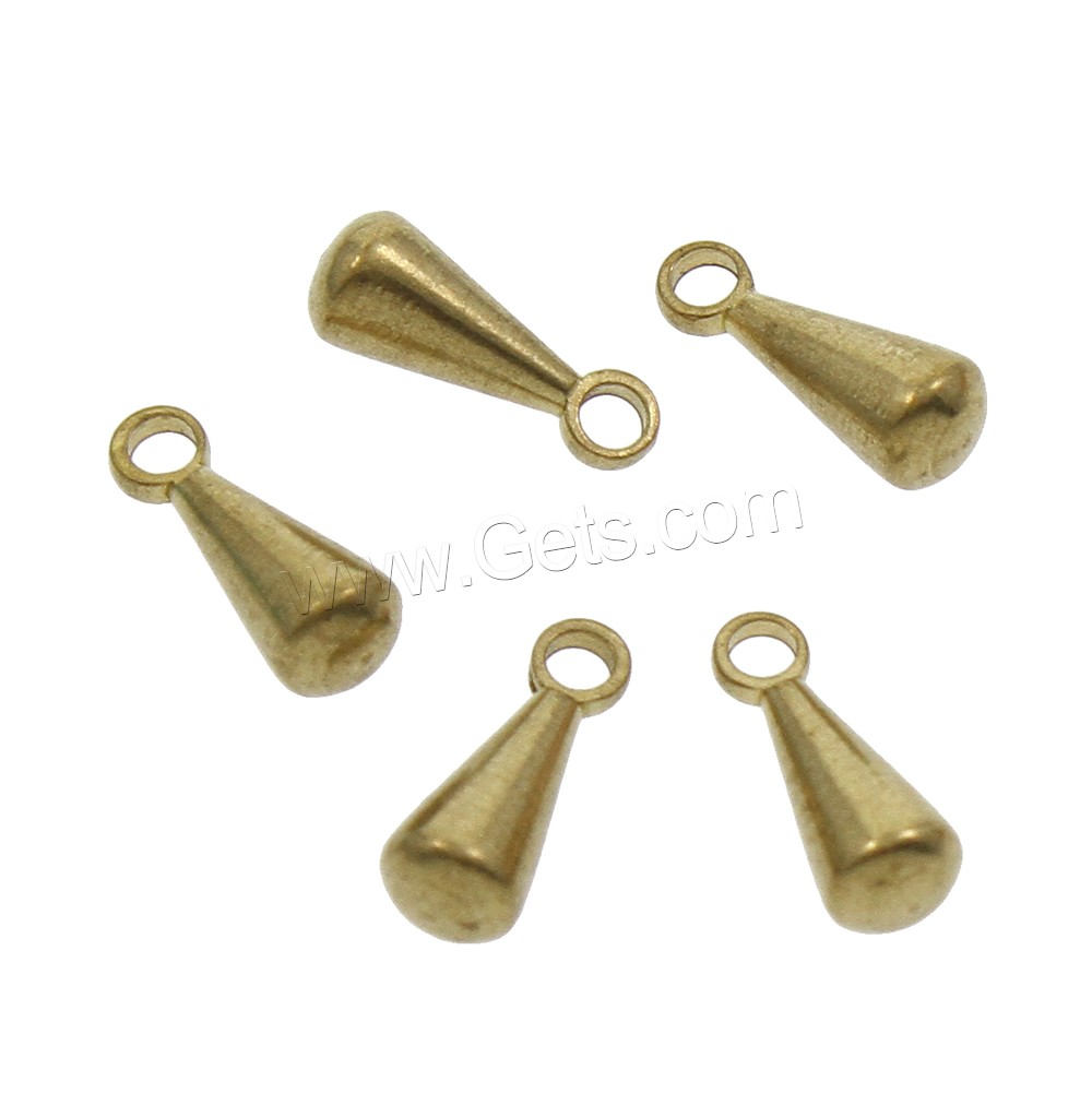 Brass Jewelry Pendants, Teardrop, different size for choice, original color, nickel, lead & cadmium free, Hole:Approx 1.3mm, 1000PCs/Bag, Sold By Bag