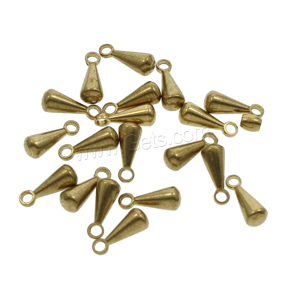 Brass Jewelry Pendants, Teardrop, different size for choice, original color, nickel, lead & cadmium free, Hole:Approx 1.3mm, 1000PCs/Bag, Sold By Bag