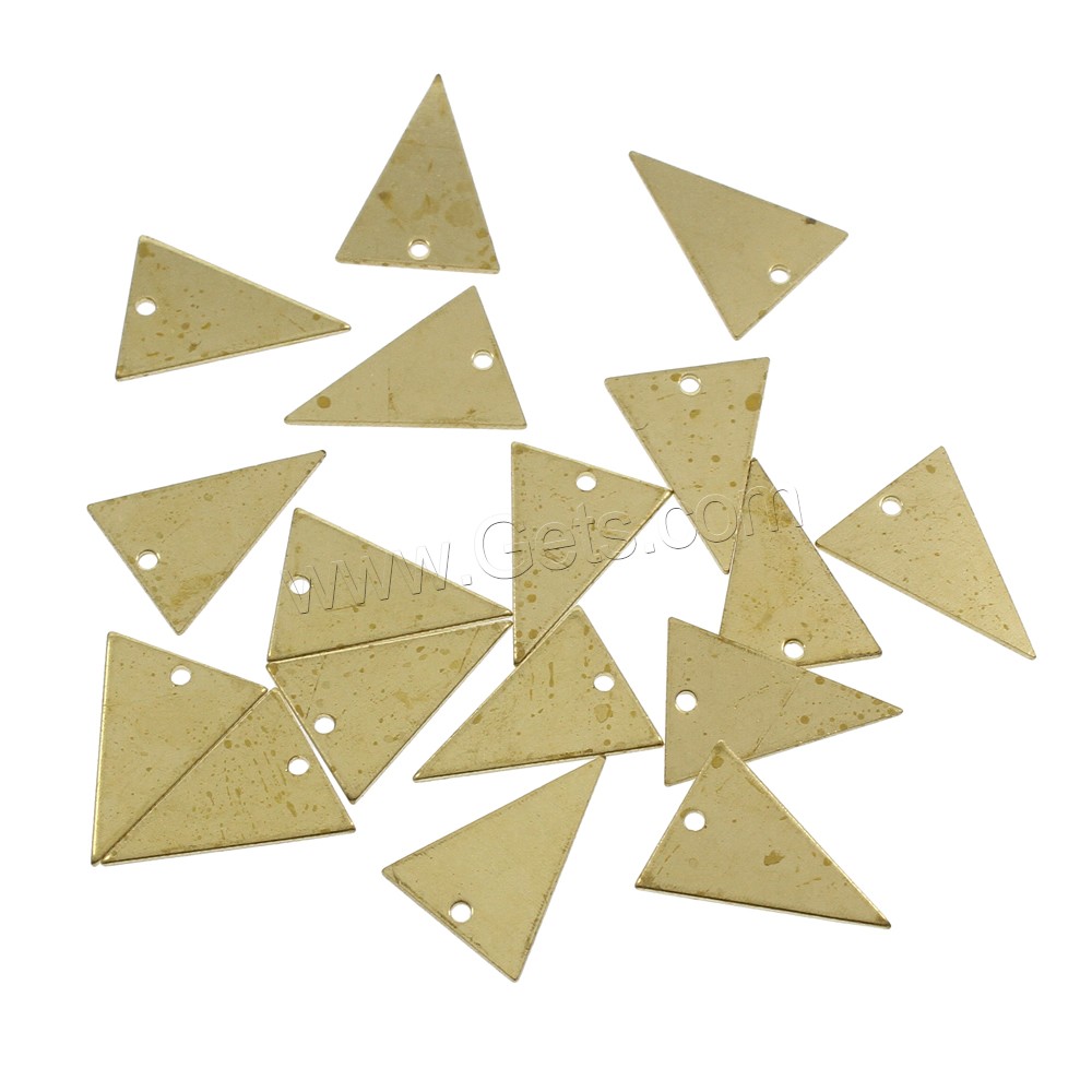 Brass Jewelry Pendants, Triangle, different size for choice, original color, nickel, lead & cadmium free, Hole:Approx 1.5mm, 1000PCs/Bag, Sold By Bag