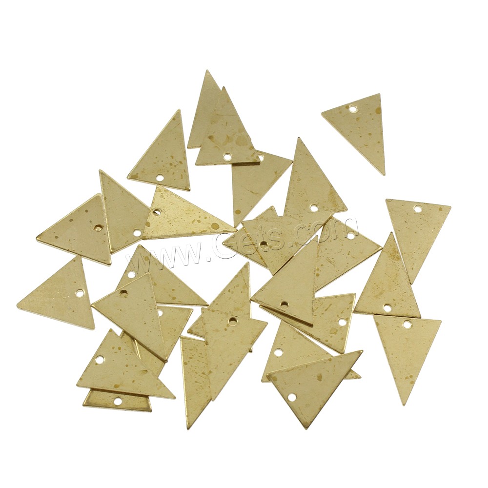 Colgantes de la joyería de cobre amarillo, metal, Triángulo, diverso tamaño para la opción, color original, libre de níquel, plomo & cadmio, agujero:aproximado 1.5mm, 1000PCs/Bolsa, Vendido por Bolsa