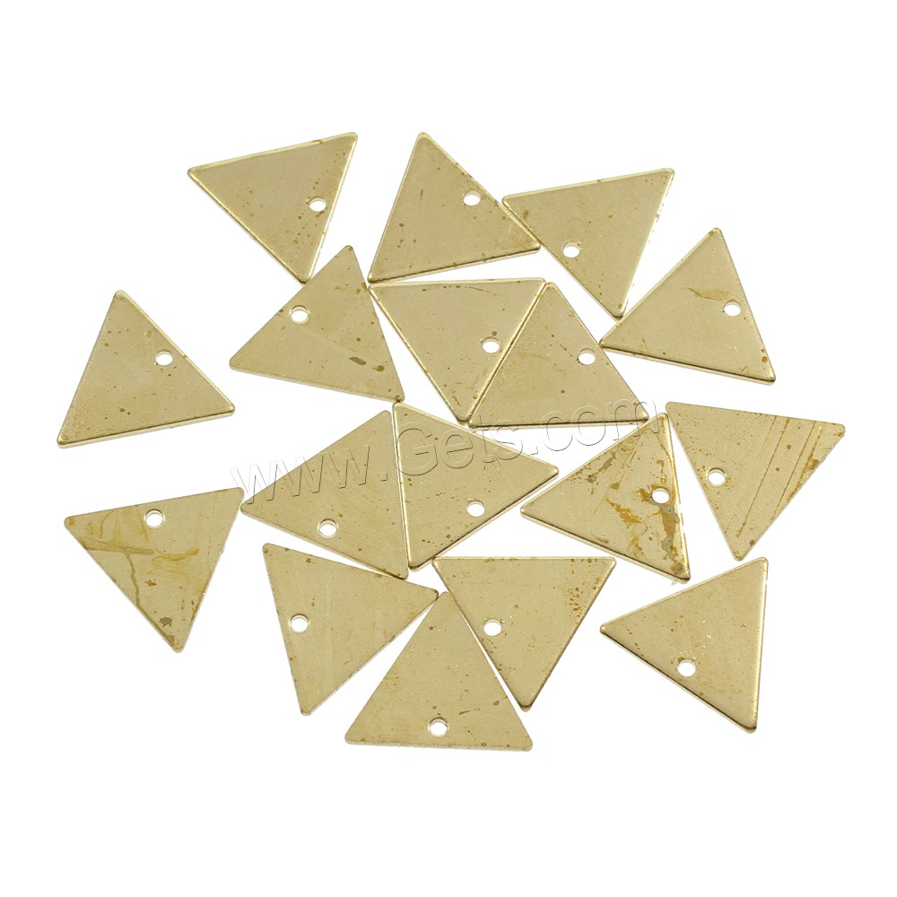 Colgantes de la joyería de cobre amarillo, metal, Triángulo, diverso tamaño para la opción, color original, libre de níquel, plomo & cadmio, agujero:aproximado 1.5mm, 1000PCs/Bolsa, Vendido por Bolsa