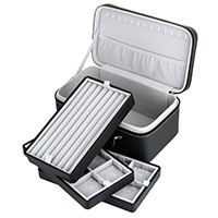 Multifunktionale Schmuckkästen, PU Leder, mit Karton, Rechteck, schwarz, 327x195x135mm, 278x155x28mm, 278x155x37mm, verkauft von PC