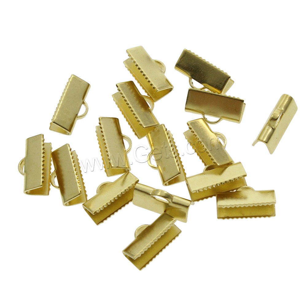 Brass Ribbon Crimp End, different size for choice, original color, nickel, lead & cadmium free, Hole:Approx 3x2mm, 200PCs/Bag, Sold By Bag