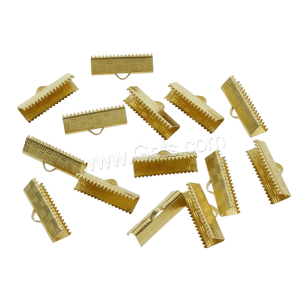 Brass Ribbon Crimp End, different size for choice, original color, nickel, lead & cadmium free, Hole:Approx 1mm, 1000PCs/Bag, Sold By Bag