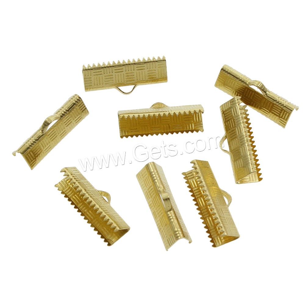 Brass Ribbon Crimp End, different size for choice, original color, nickel, lead & cadmium free, Hole:Approx 1mm, 200PCs/Bag, Sold By Bag