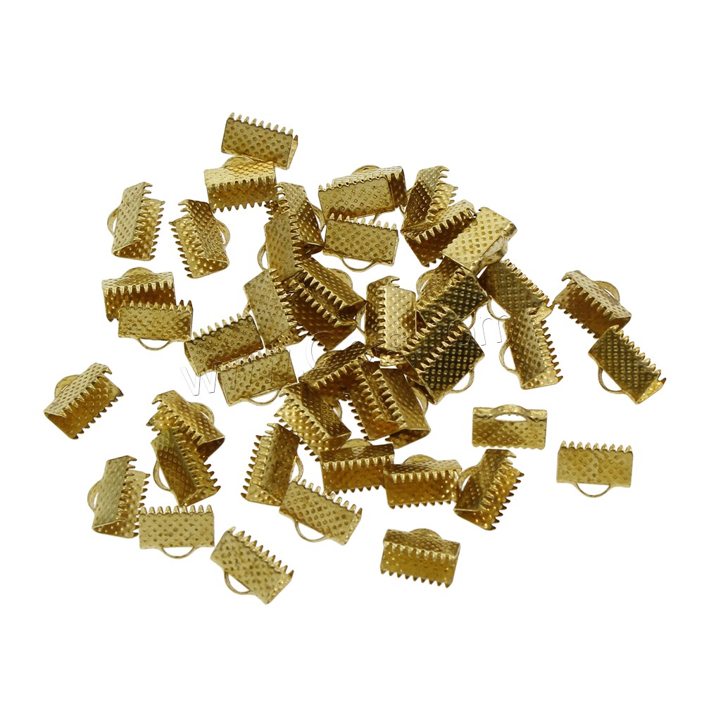 Brass Ribbon Crimp End, different size for choice, original color, nickel, lead & cadmium free, Hole:Approx 3x2mm, 1000PCs/Bag, Sold By Bag
