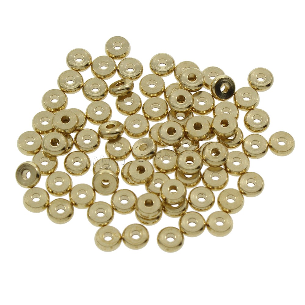 Weinlese Messing Perlen, verschiedene Größen vorhanden, originale Farbe, frei von Nickel, Blei & Kadmium, Bohrung:ca. 1mm, 200PCs/Tasche, verkauft von Tasche