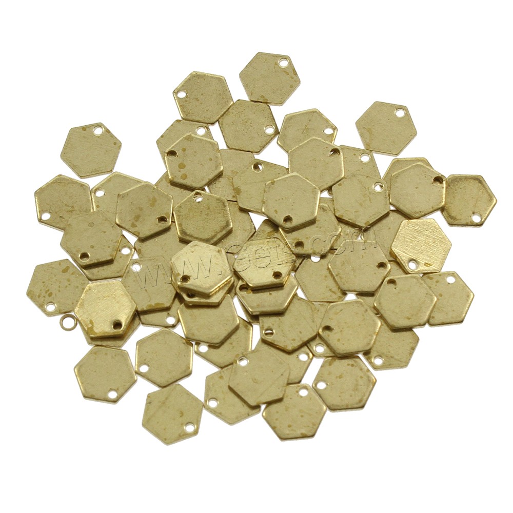 Brass Jewelry Pendants, Hexagon, different size for choice, original color, nickel, lead & cadmium free, Hole:Approx 1.5mm, 1000PCs/Bag, Sold By Bag